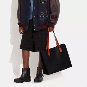 New! Coach Black Leather Relay Tote Bag